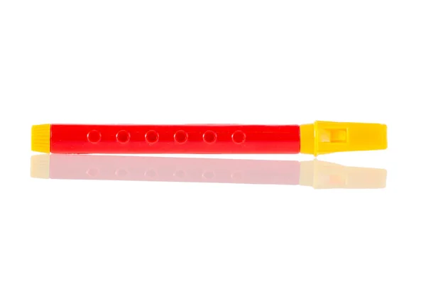 Red toy flute isolated on white — Stock Photo, Image