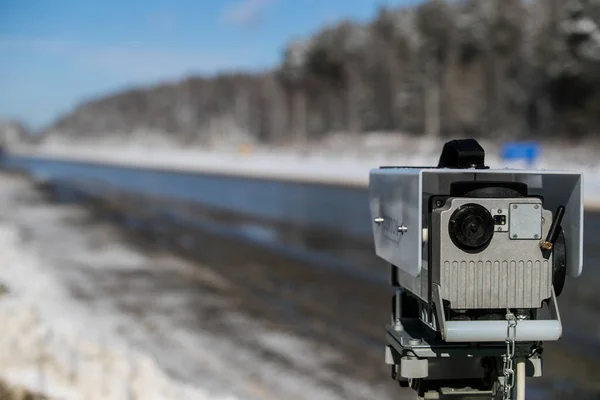 Radar speed control camera on the road