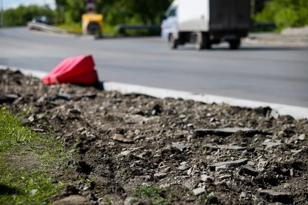 Repair of Ramps and sidewalks for the disabled. Renovation of the road. New asphalt pavement. Asphalt road repair. The details of the repair of asphalt roads.