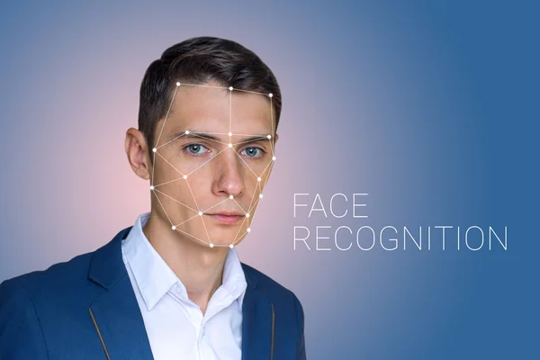 생체 인식 확인 사람 얼굴 인식 — 스톡 사진