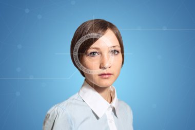 Biyometrik doğrulama kadın yüz tanıma teknolojisi, yüksek teknoloji