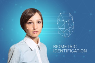 Biyometrik doğrulama kadın yüz tanıma teknolojisi, yüksek teknoloji