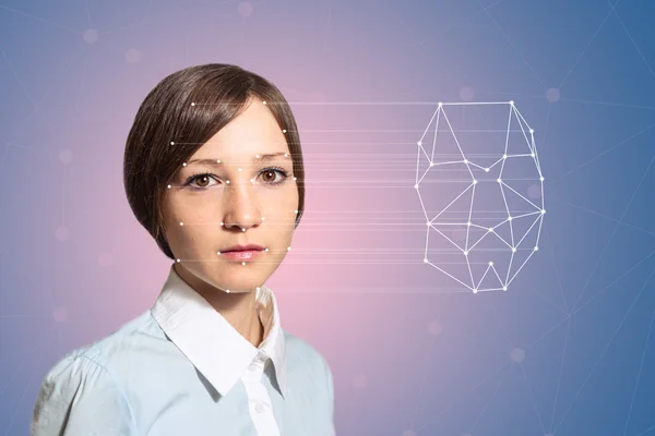 Biyometrik doğrulama kadın yüz tanıma teknolojisi, yüksek teknoloji