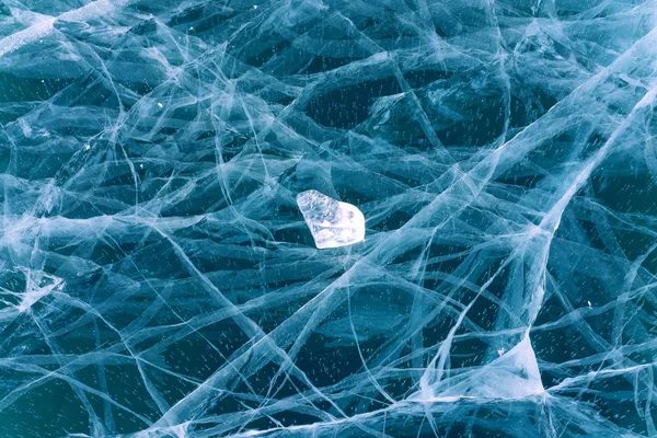 Textura do lago de gelo Baikal na Sibéria — Fotografia de Stock