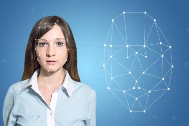 Biyometrik doğrulama kadın yüz tanıma teknolojisi, yüksek teknoloji