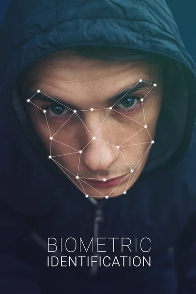 Biometric verification man face recognition — Stock Photo, Image