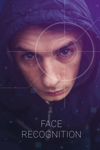 Rozpoznawanie twarzy człowieka weryfikacji biometrycznych — Zdjęcie stockowe