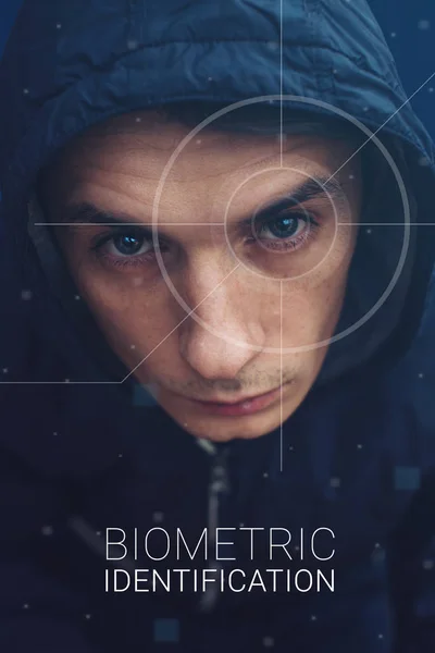Verifica biometrica riconoscimento facciale uomo — Foto Stock