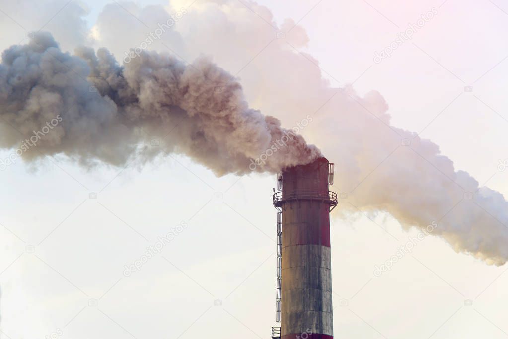 Smoking pipes of thermal power plant emitting carbon dioxide