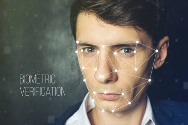 Biyometrik doğrulama. Yüz tanıma poligonal ızgara üzerinde