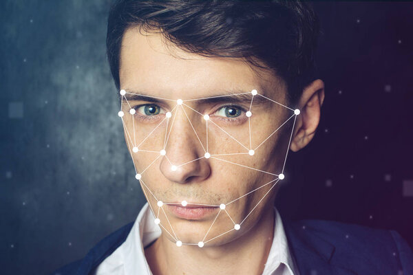 Biometric verification. Face recognition on polygonal grid