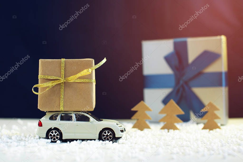 Toy car carries on the roof gift for Christmas