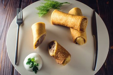 Krep rulo. Karnaval ve Rus geleneksel gıda kavramı