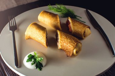 Krep rulo. Karnaval ve Rus geleneksel gıda kavramı