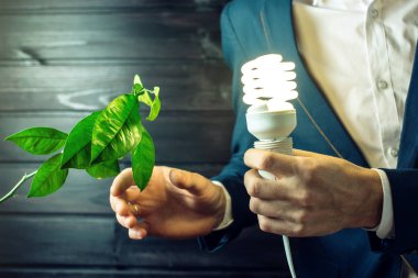Yeşil Filiz tree yakınındaki parlayan bir ışık tutan adam