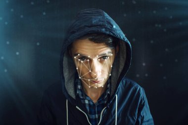 Çokgen ağ üzerinden yüz tanıma için kişisel kimlik yöntemi. Modern teknoloji kavramı
