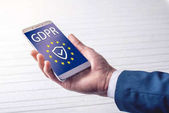 Obecná Data Protection nařízení Gdpr. Text s vlajkou Eu na tabletu