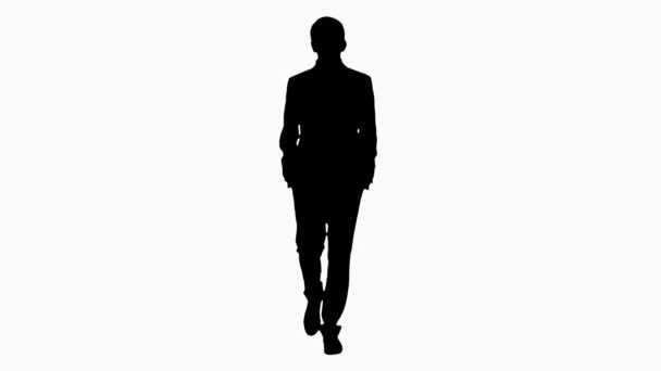 シルエット前方に歩いてハンサムなビジネスマン. — ストック動画