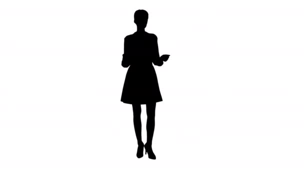 Silhouette Mature indah Asia pengusaha bekerja sebagai call center representative — Stok Video