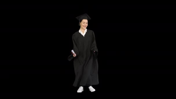 教育、毕业概念毕业女生舞蹈，阿尔法频道 — 图库视频影像