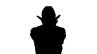 Siluet Epidemiyoloğu dur işareti gösteriyor ve çapraz bağ gösteriyor.