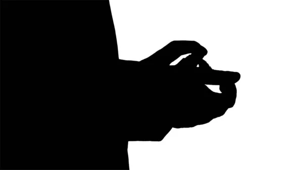 Silhouette kaukasischen Männer Hände mit Desinfektionsmittel. — Stockfoto