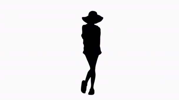 Silhouette Afro girl dancing in summer outfit dancing. — Stock Video