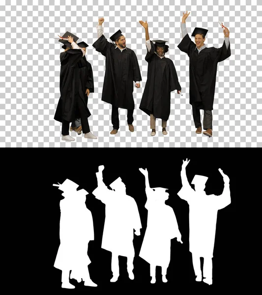 Amigos felices graduados unen sus manos El concepto de una fraternidad —  Fotos de Stock