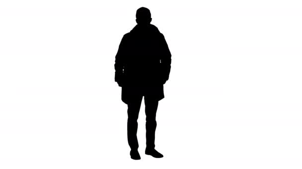 Silhouet Jongeman die huidreiniger gebruikt om zichzelf tegen het virus te beschermen. — Stockvideo