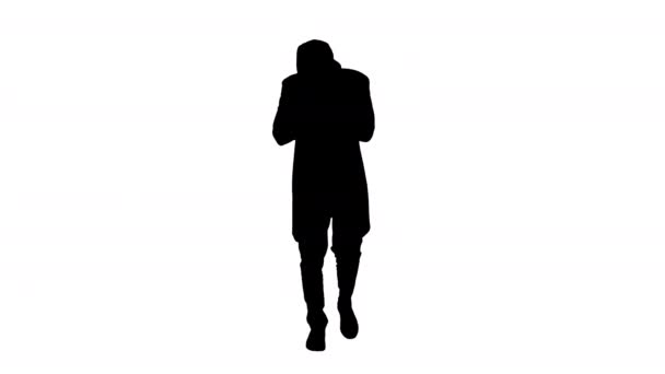 Silhouette Stilvoller Gentleman beim Gehen und Husten. — Stockvideo