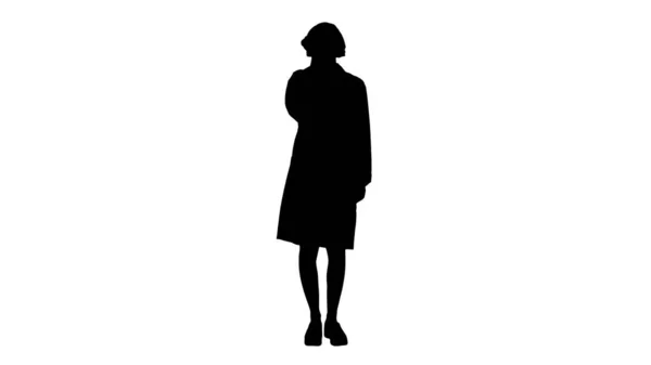 Silhouette Coughing Female Doctor in a Mask To Prevent Others From Infection. — Stock Photo, Image