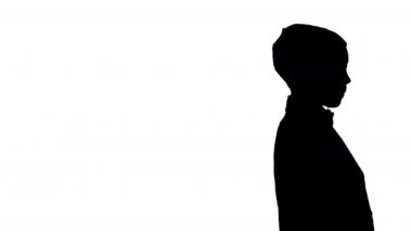 Klasik lacivert iş kostümü giymiş Siluet Çocuk.