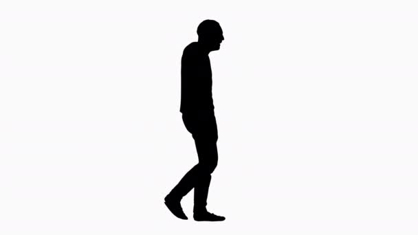 Silhouette Homme endormi bâillant et marchant . — Video