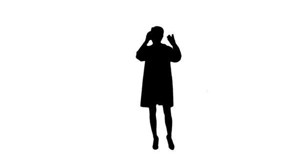 Silhouette Doctor with money. Woman doctor throwing money and making a pose. — Stock Video