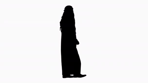 Silhouette Arabian Pewny Sheikh z brodą Walking. — Wideo stockowe