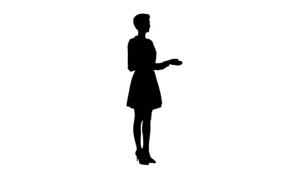 Silhouet gelukkig mooi zakenvrouw klappen handen. — Stockvideo