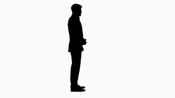 Silhouette Homme d'affaires applaudissant les mains impressionné par quelque chose . — Video