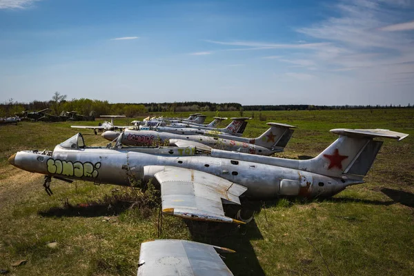 Hřbitov Vojenských Letadel Východní Ukrajině — Stock fotografie