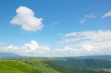 Japonya'da Daikanbo Aso alanında peyzaj