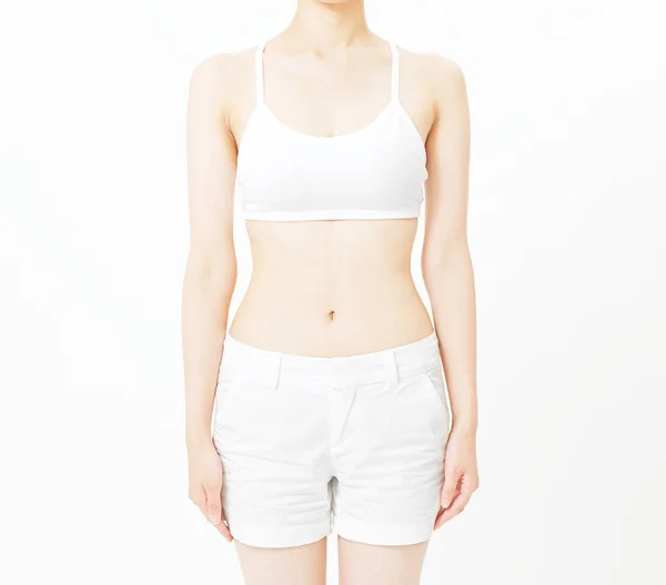Όμορφη slim σώμα σε λευκό — Φωτογραφία Αρχείου