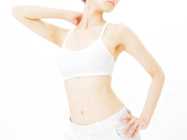 Beautiful slim body on white Stock Picture
