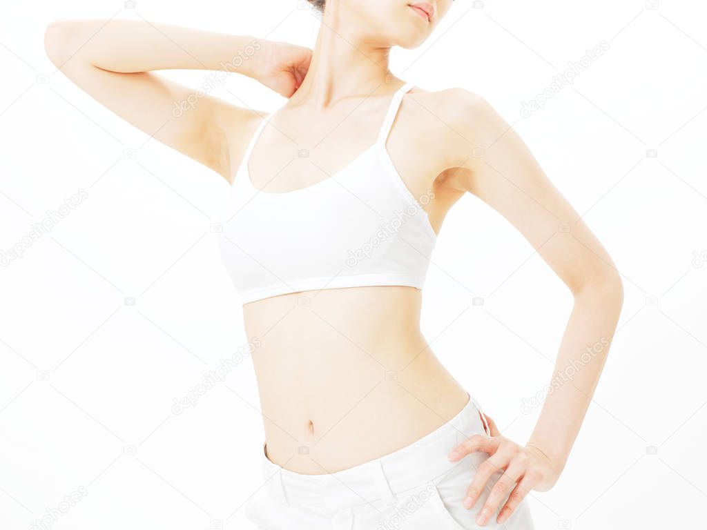 Beautiful slim body on white