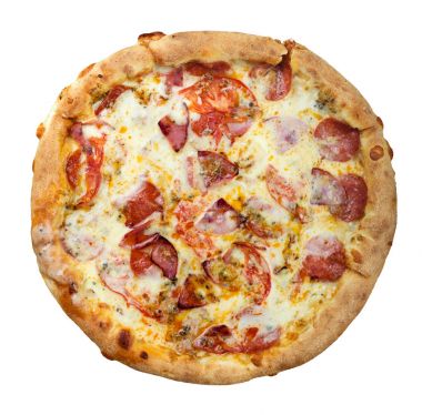 Beyaz arkaplanda izole edilmiş pizza