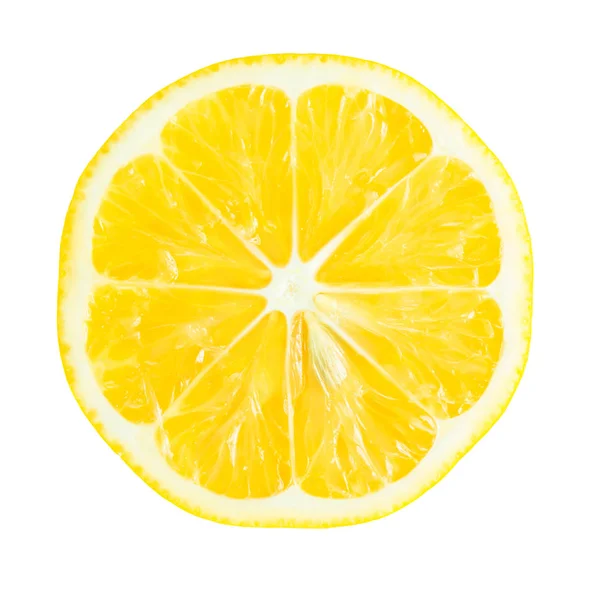 Лимонний шматочок ізольований на білому тлі — стокове фото