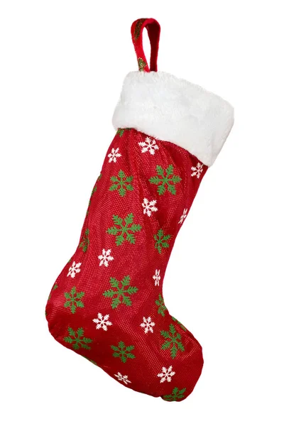 Χριστουγεννιάτικη κάλτσα απομονωμένη σε λευκό φόντο — Φωτογραφία Αρχείου