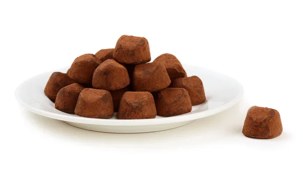 Chocolate truffles with cacao powder — Stock Photo, Image