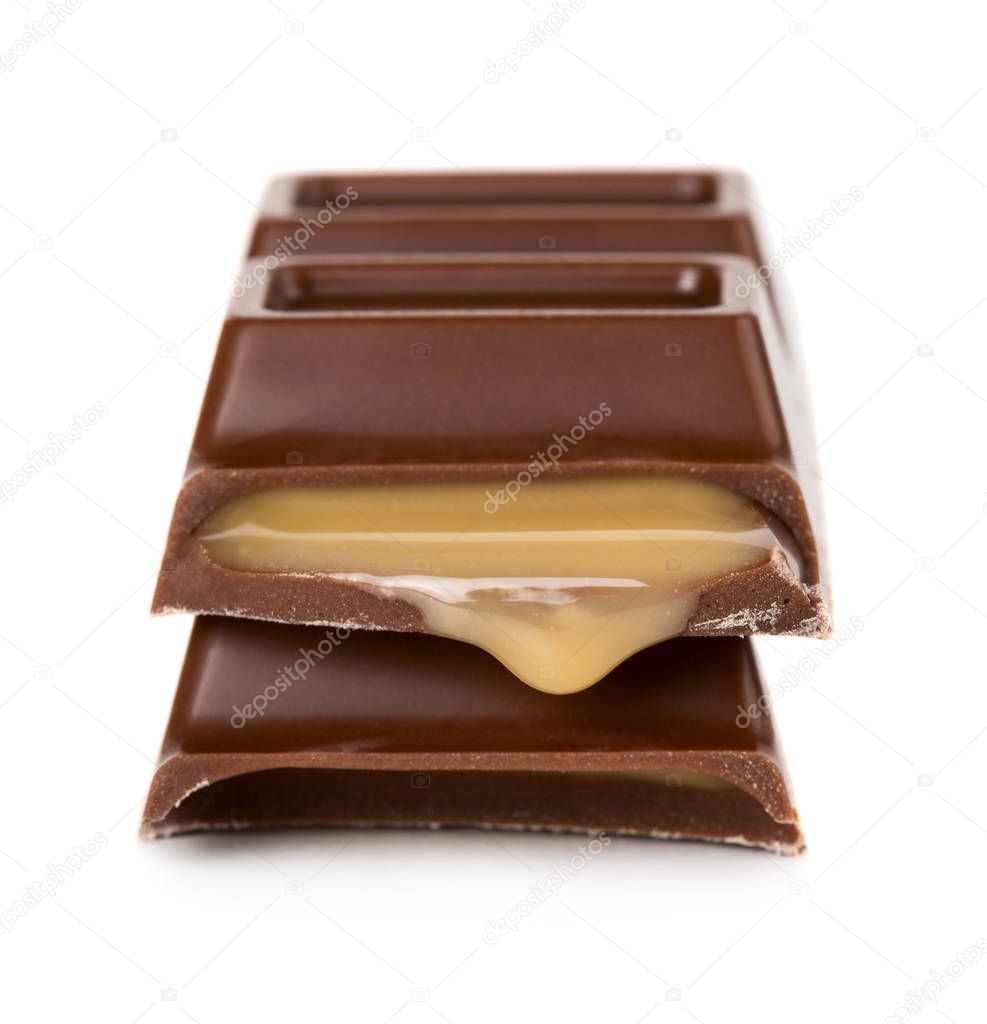 Closeup of broken chocolate bar