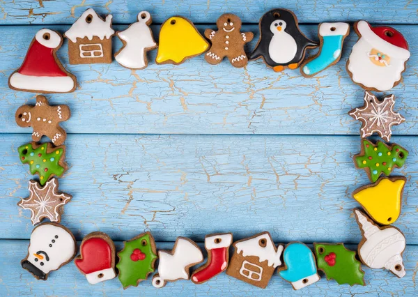 Chistmas frame made from gingerbread — Stock Photo, Image