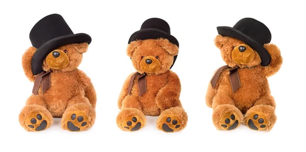 三只戴帽子的玩具玩具熊 — 图库照片