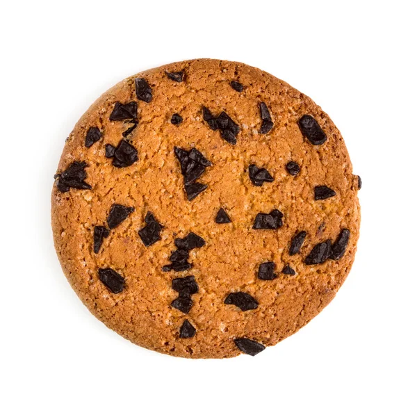 Bovenaanzicht Van Chocolade Cookie Geïsoleerd Witte Achtergrond — Stockfoto